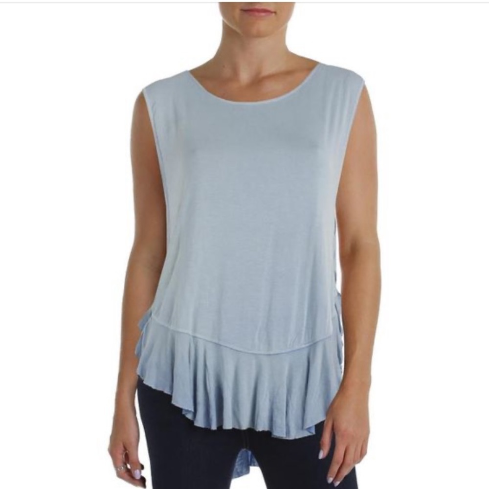 We the free blue ruffle tank